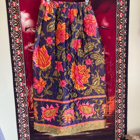 Vintage Dresses & Skirts - AMAZING groovy vintage 60s 70s quilted paisley floral maxi skirt